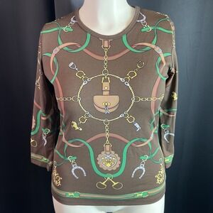 J.Mclaughlin Equestrian Horsebit Cowgirl Stretchy‎ Catalina Cloth Shirt Medium